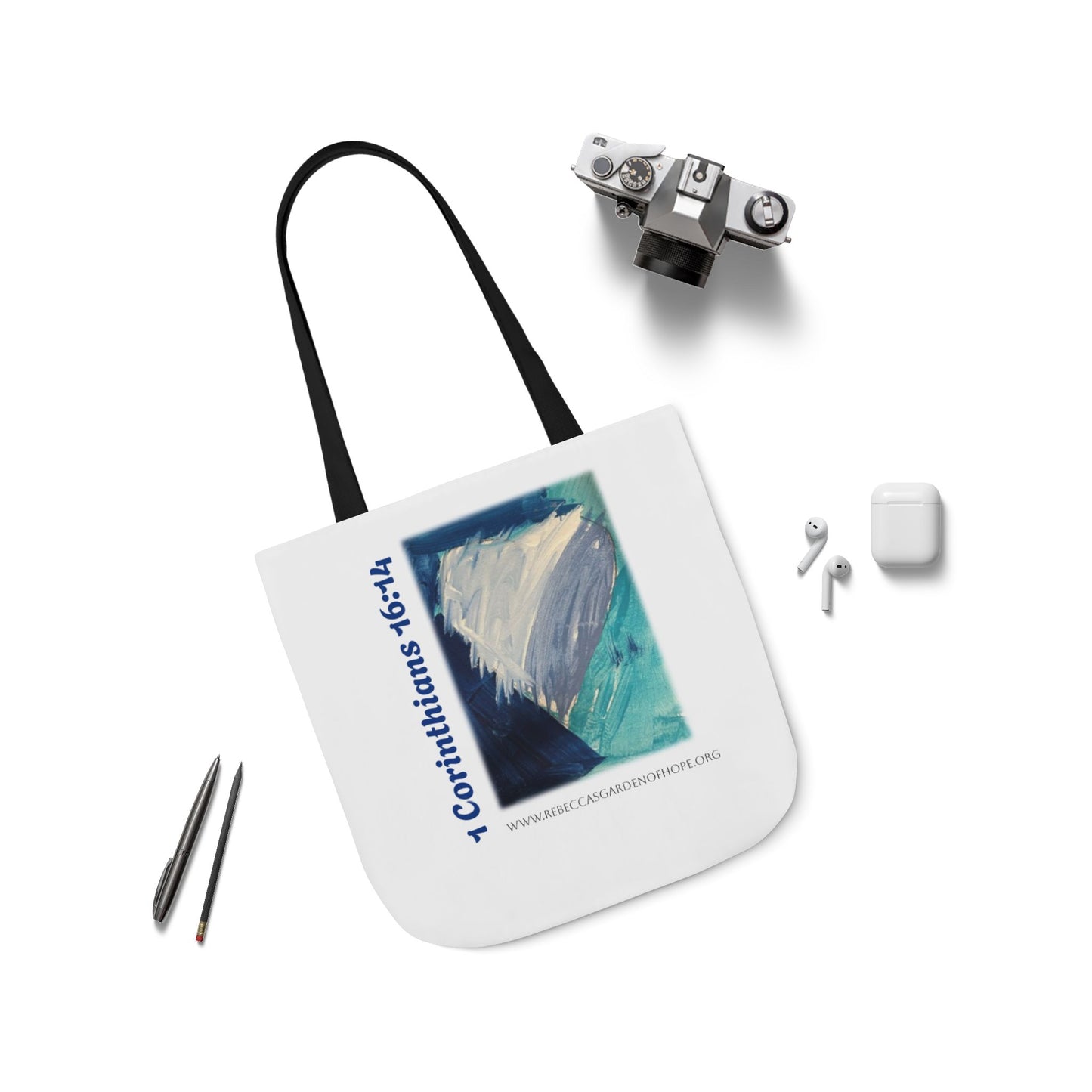 Blue Heart Tote Bag - 1 Corinthians 16:14