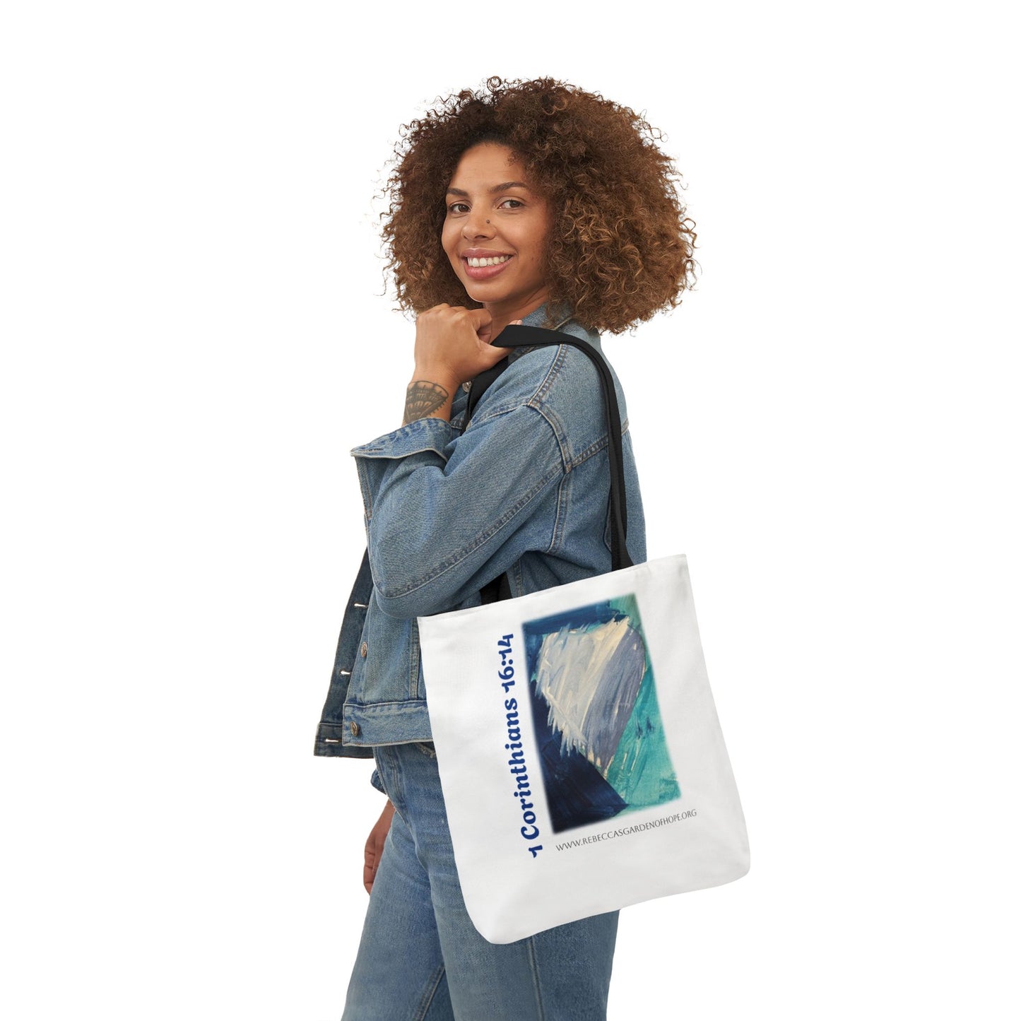 Blue Heart Tote Bag - 1 Corinthians 16:14