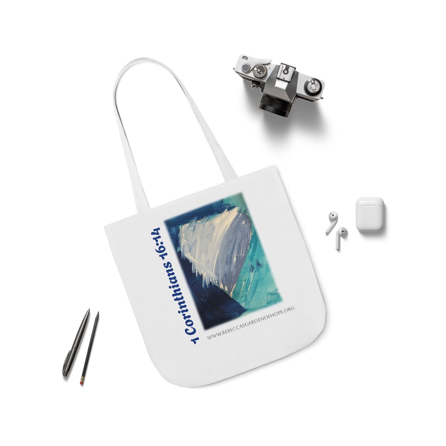 Blue Heart Tote Bag - 1 Corinthians 16:14