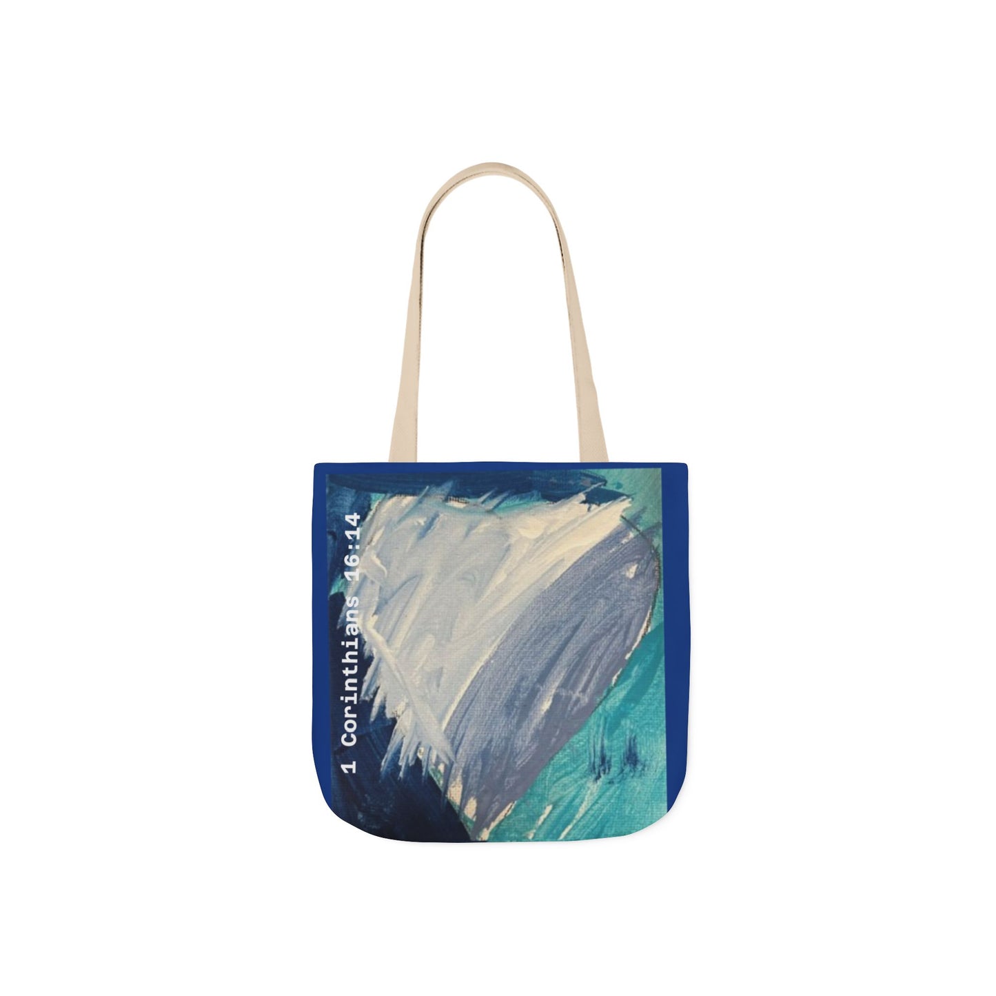Blue Heart Tote Bag - 1 Corinthians 16:14