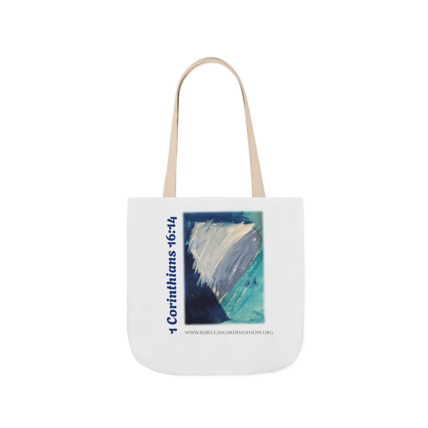 Blue Heart Tote Bag - 1 Corinthians 16:14