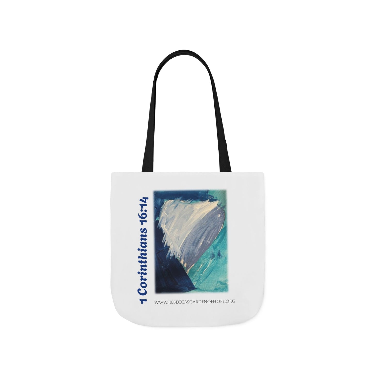 Blue Heart Tote Bag - 1 Corinthians 16:14