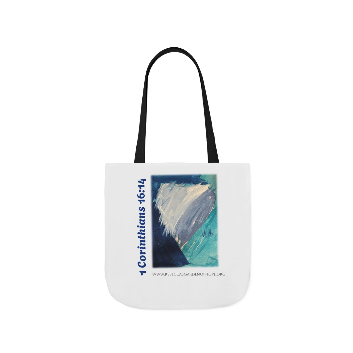 Blue Heart Tote Bag - 1 Corinthians 16:14