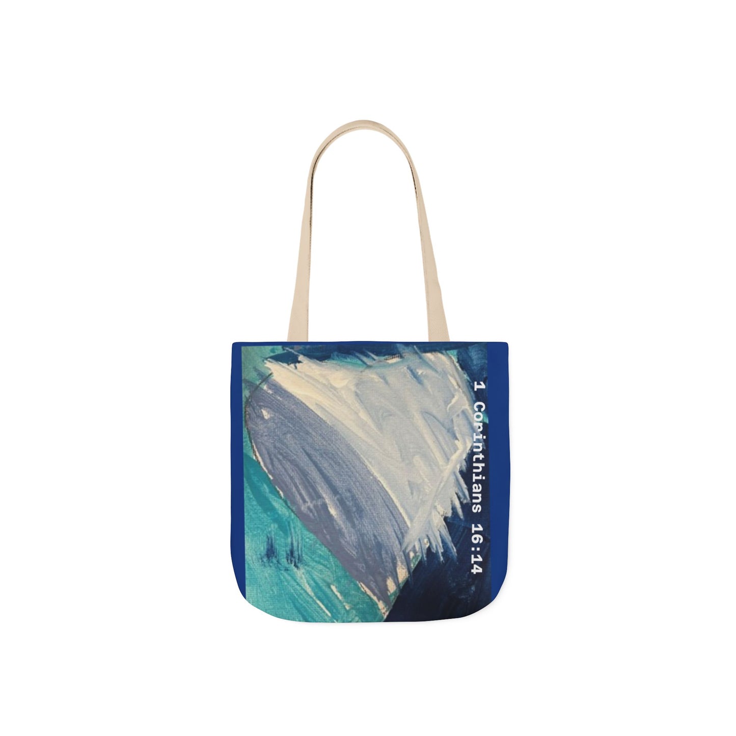 Blue Heart Tote Bag - 1 Corinthians 16:14