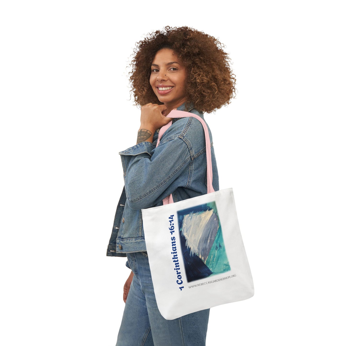 Blue Heart Tote Bag - 1 Corinthians 16:14