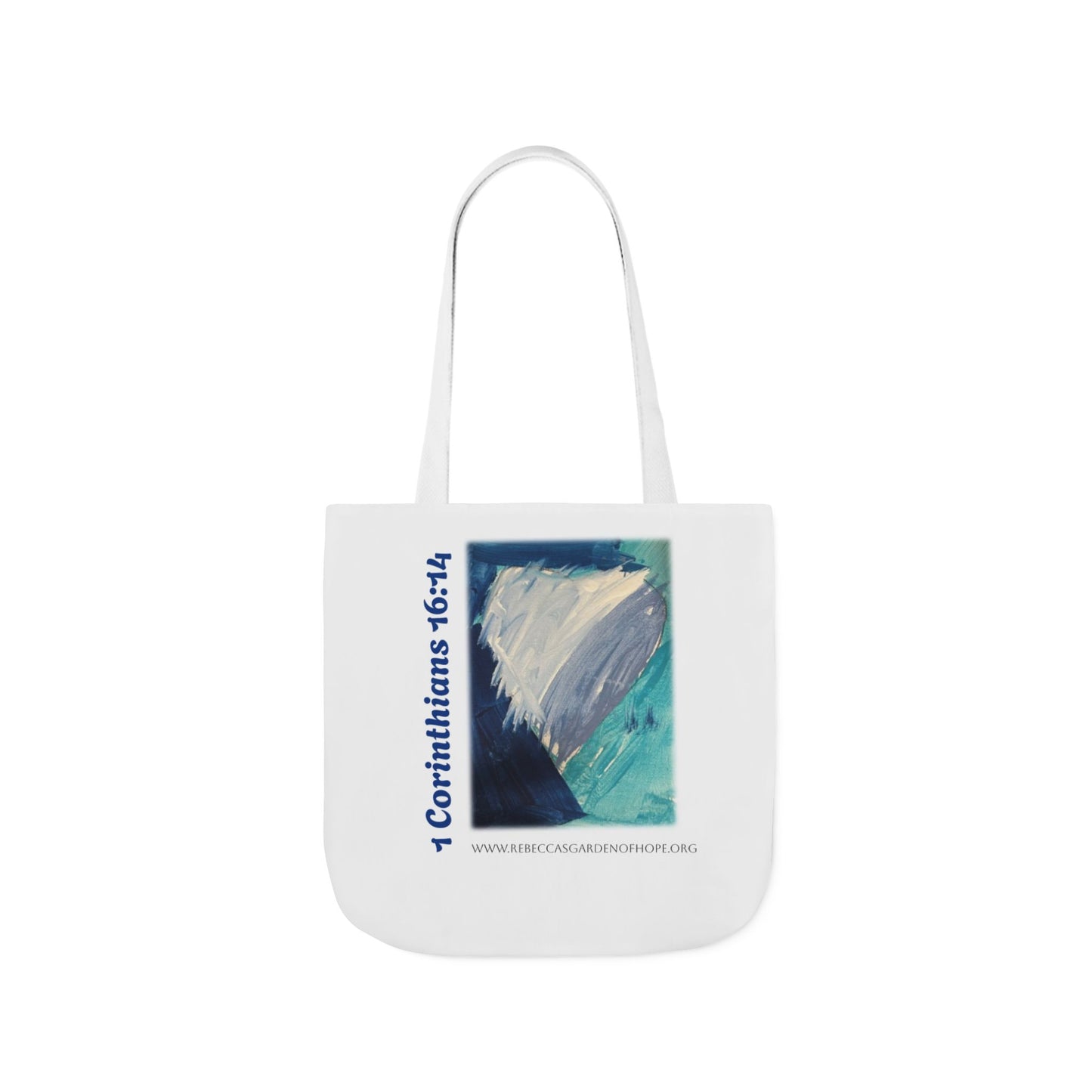 Blue Heart Tote Bag - 1 Corinthians 16:14
