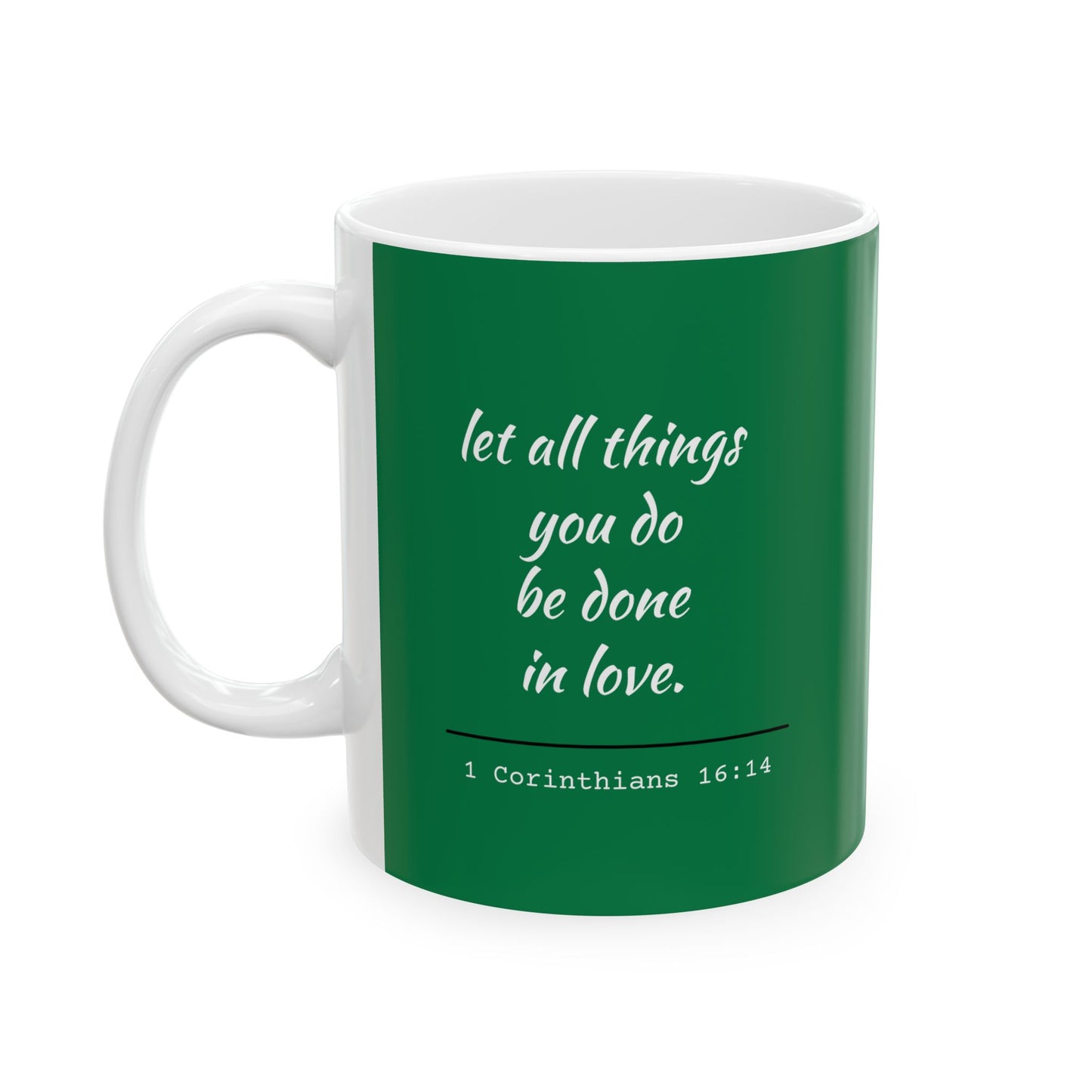 Green Heart Ceramic Mug 11oz