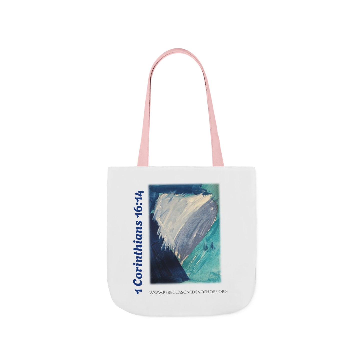 Blue Heart Tote Bag - 1 Corinthians 16:14