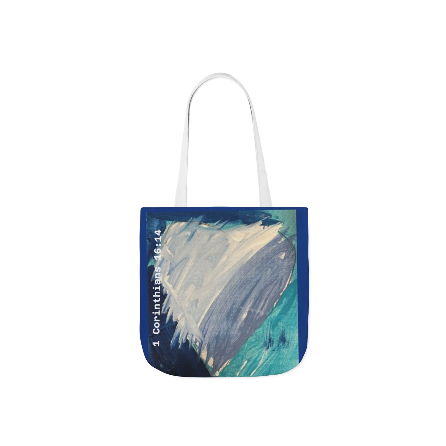 Blue Heart Tote Bag - 1 Corinthians 16:14
