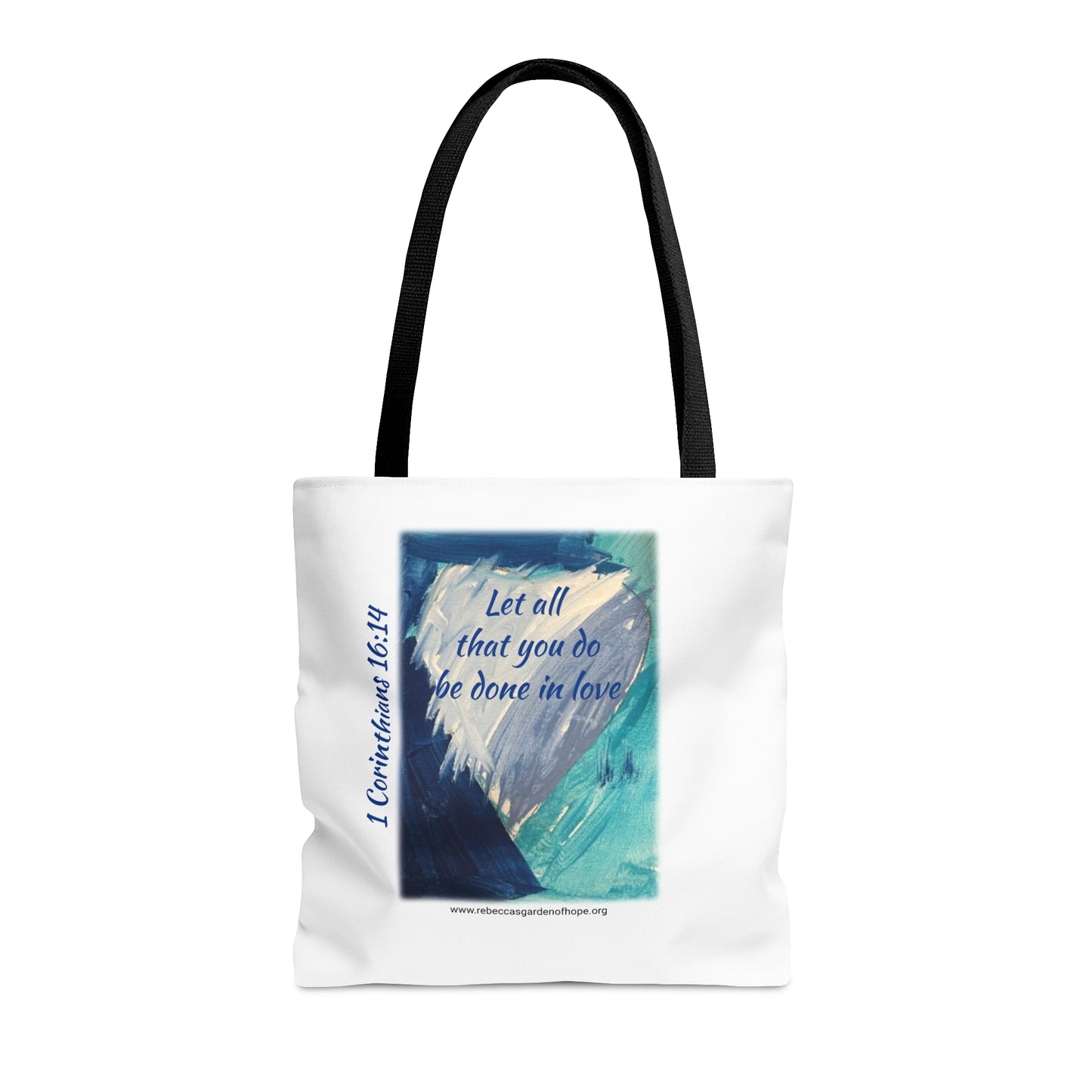 Blue Heart Tote Bag - 1 Corinthians 16:14