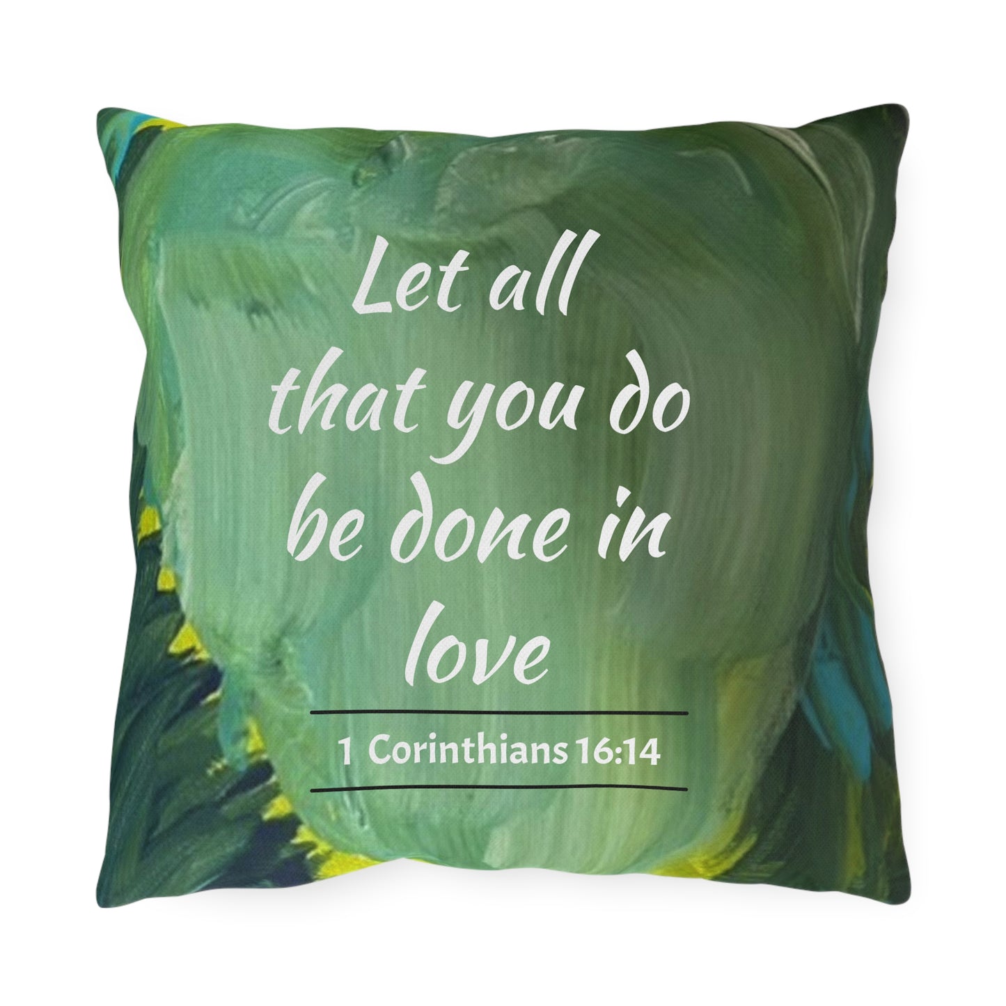 Green Heart Love Outdoor Pillow