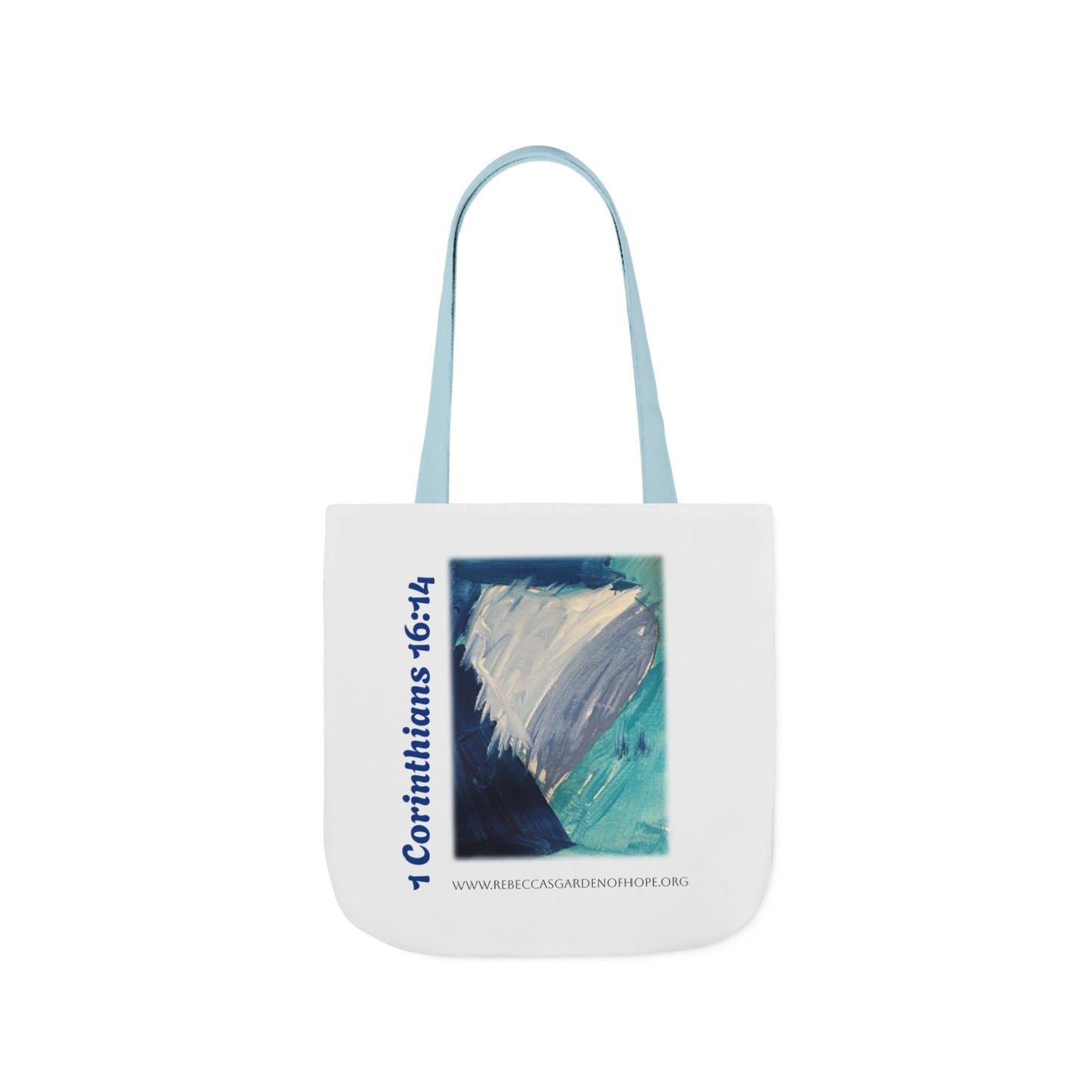 Blue Heart Tote Bag - 1 Corinthians 16:14