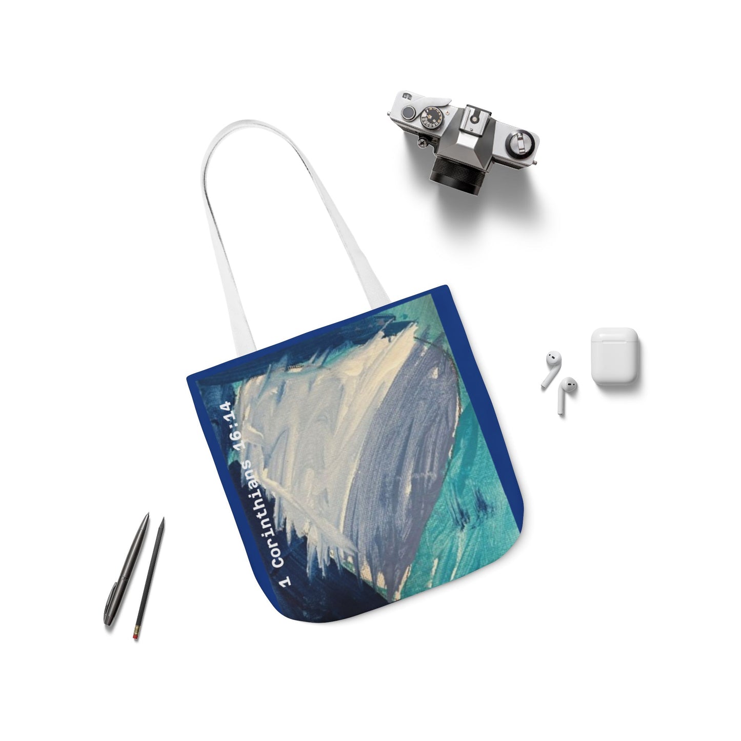 Blue Heart Tote Bag - 1 Corinthians 16:14