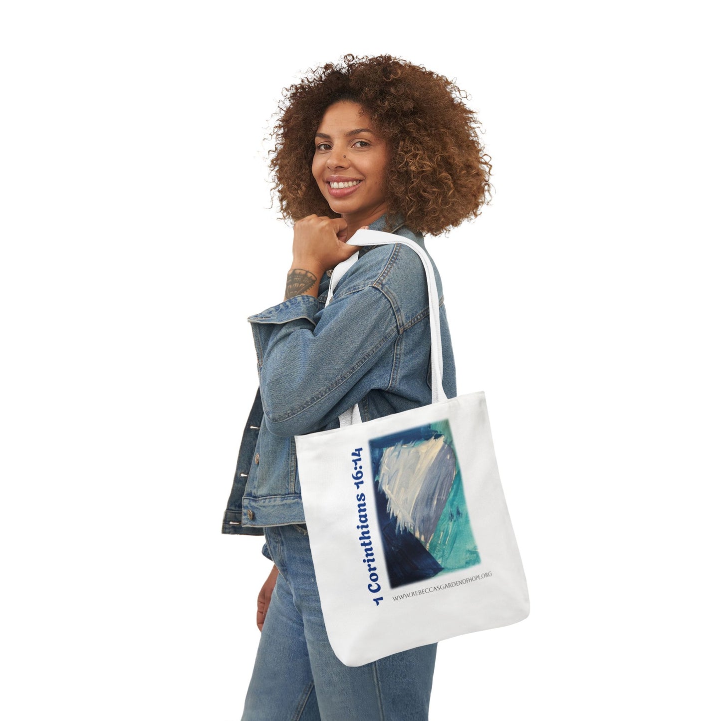 Blue Heart Tote Bag - 1 Corinthians 16:14